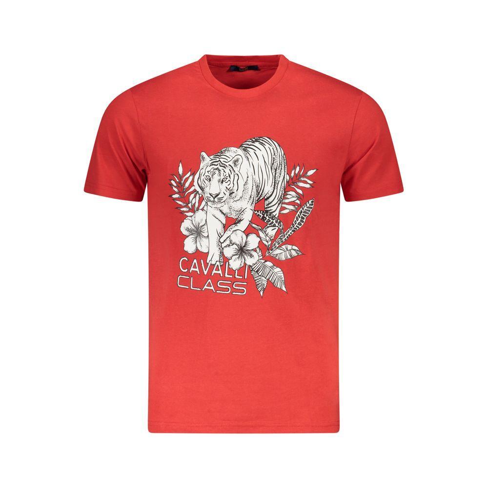 Cavalli Class Red Cotton Men T-Shirt CA-36658-M