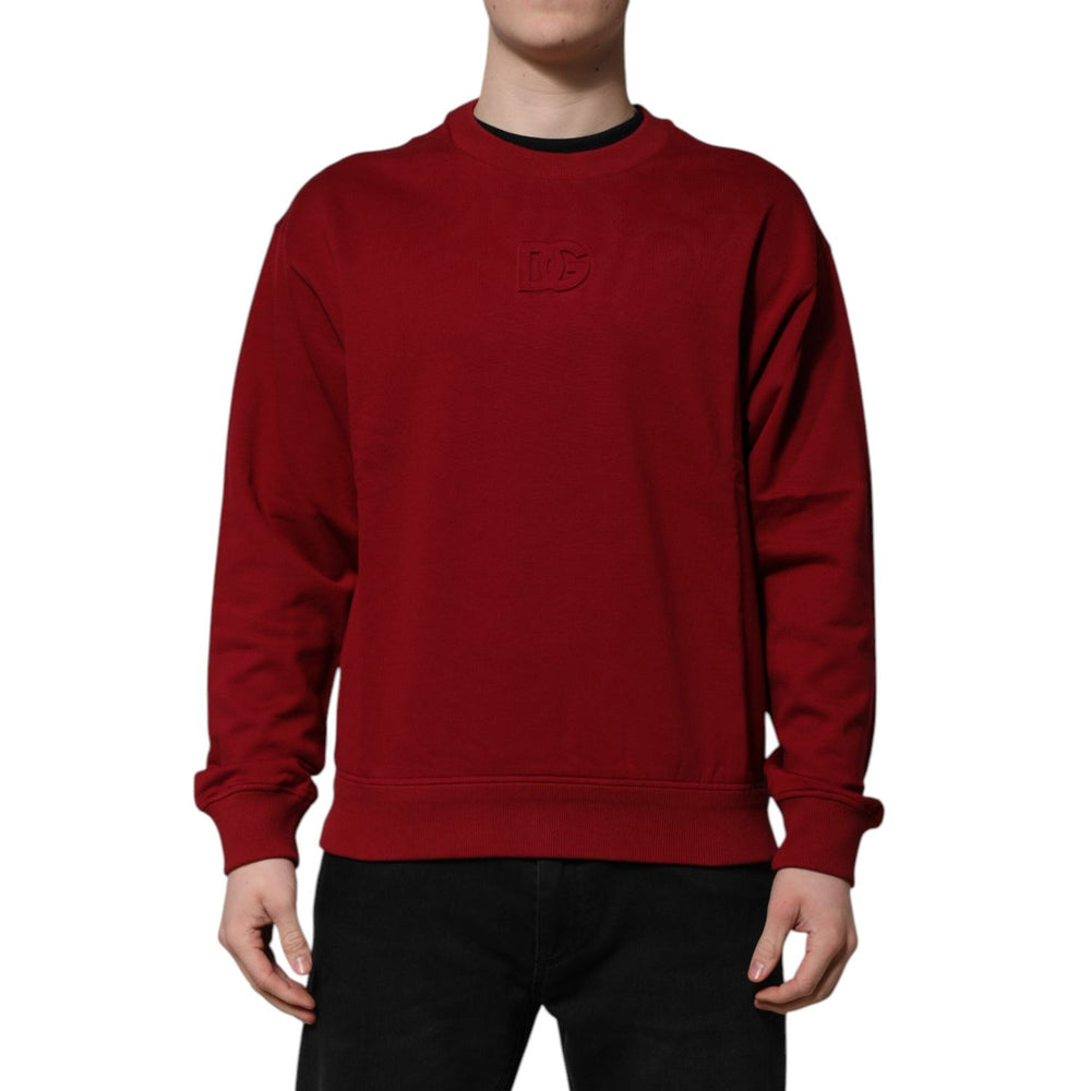 Dolce & Gabbana Red Embossed Logo Cotton Crew Neck Sweater TSH90432-44