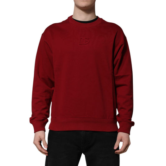 Dolce & Gabbana Red Embossed Logo Cotton Crew Neck Sweater TSH90432-44