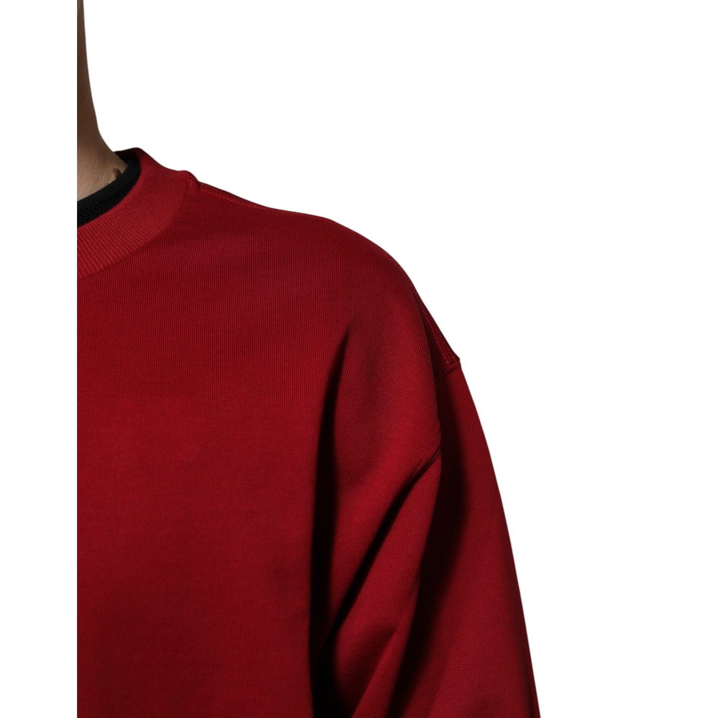 Dolce & Gabbana Red Embossed Logo Cotton Crew Neck Sweater TSH90432-44