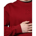 Dolce & Gabbana Red Embossed Logo Cotton Crew Neck Sweater TSH90432-44