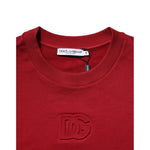 Dolce & Gabbana Red Embossed Logo Cotton Crew Neck Sweater TSH90432-44