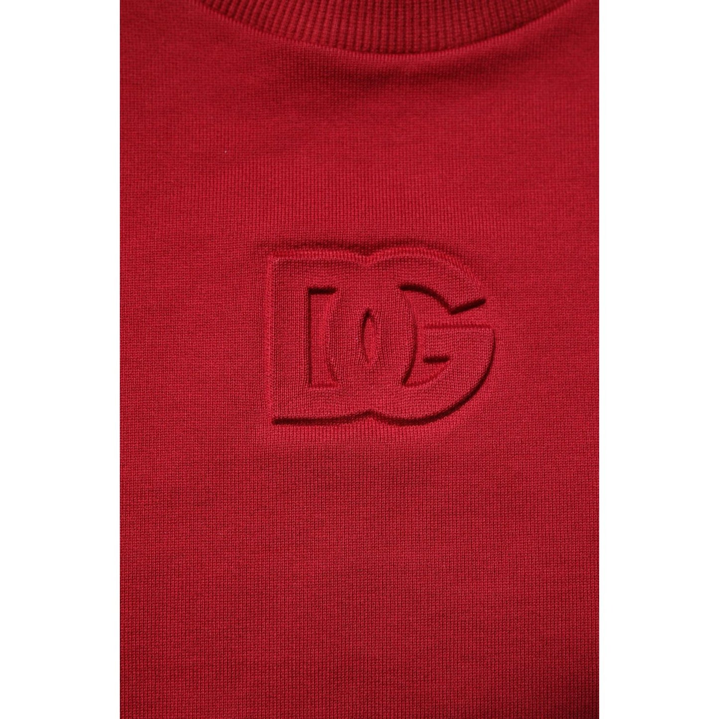 Dolce & Gabbana Red Embossed Logo Cotton Crew Neck Sweater TSH90432-44