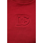 Dolce & Gabbana Red Embossed Logo Cotton Crew Neck Sweater TSH90432-44