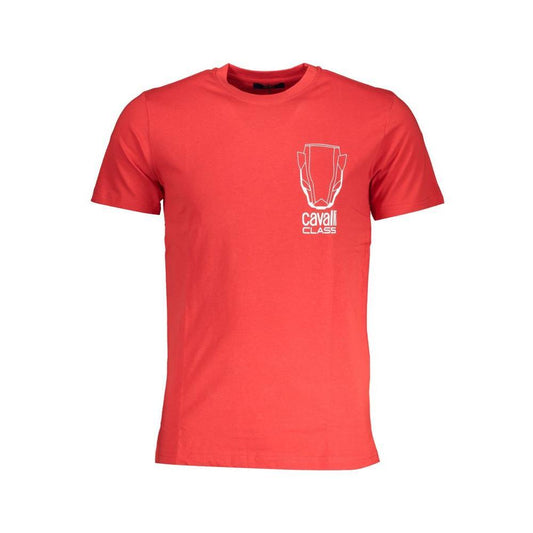 Cavalli Class Red Cotton T-Shirt CA-28566-M
