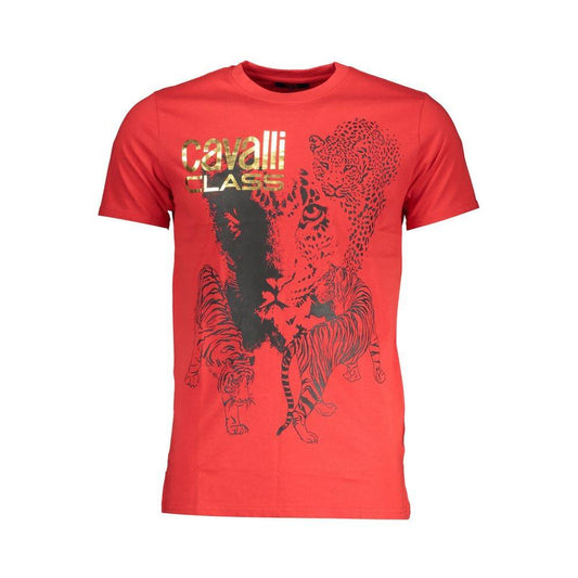 Cavalli Class Red Cotton T-Shirt CA-28590-L