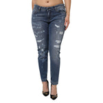Dolce & Gabbana Blue Tattered Cotton Low Waist Denim Jeans PAN76490-46