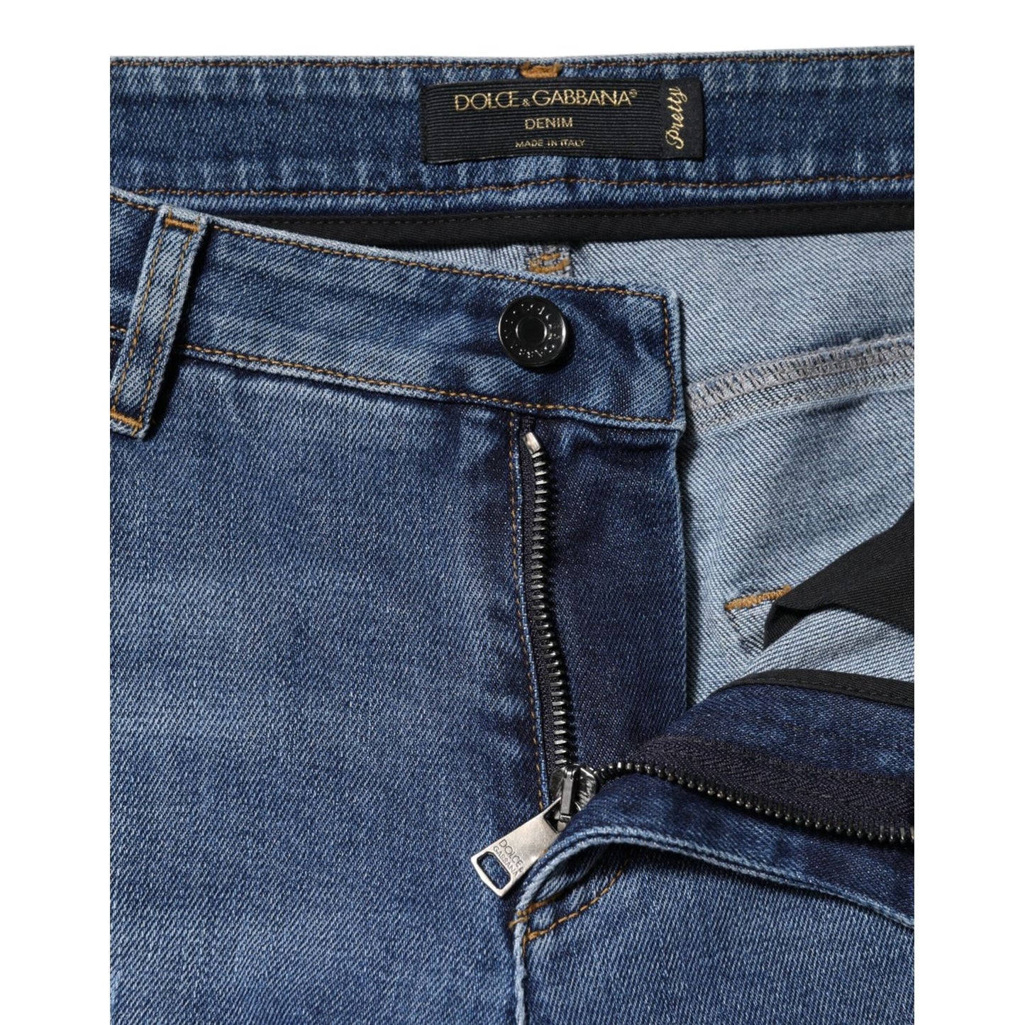 Dolce & Gabbana Blue Tattered Cotton Low Waist Denim Jeans PAN76490-46