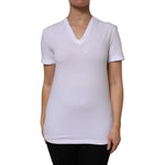 Dolce & Gabbana White Cotton Short Sleeves V-Neck Top T-shirt TSH87389-40