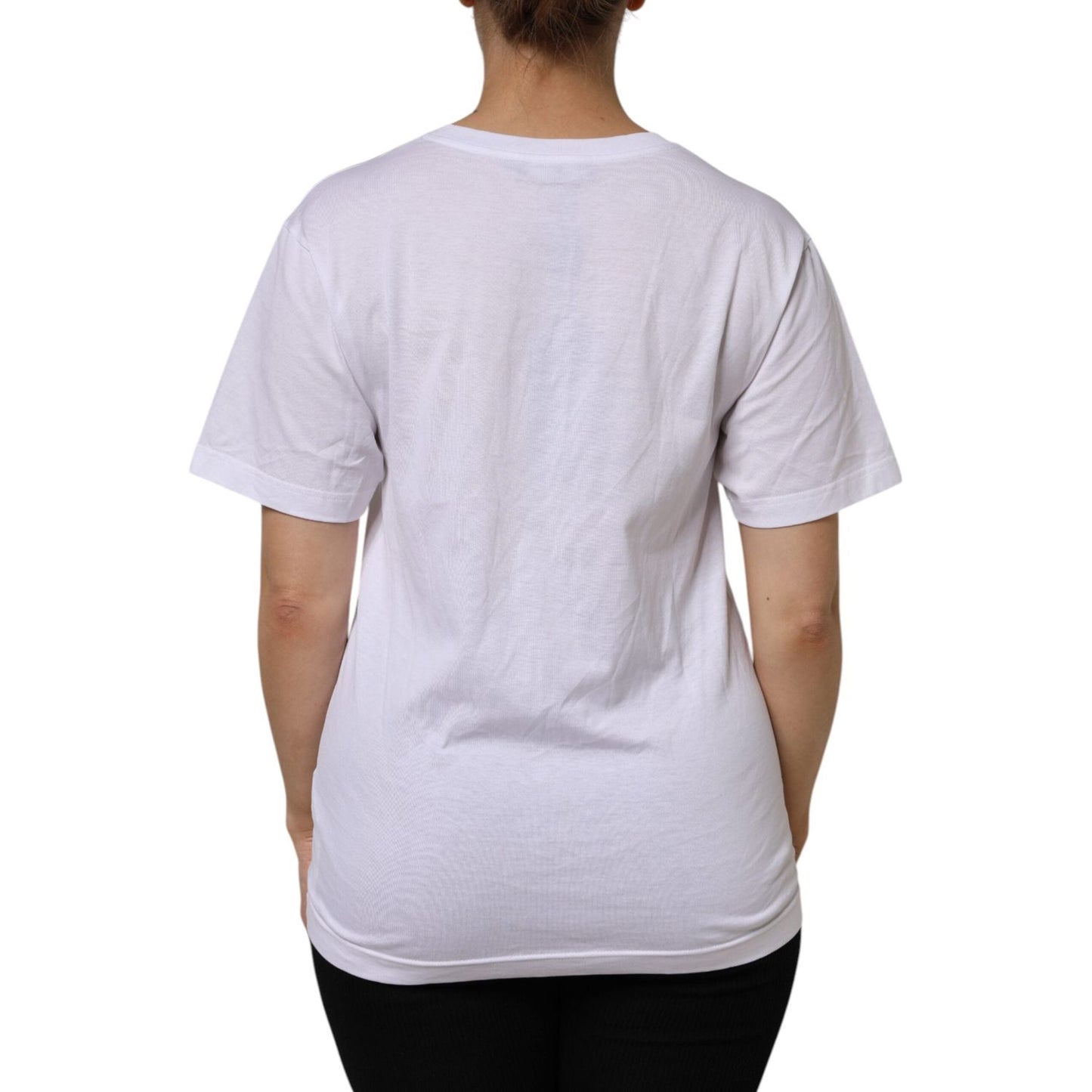 Dolce & Gabbana White Cotton Short Sleeve V-Neck Top T-shirt TSH878650-38