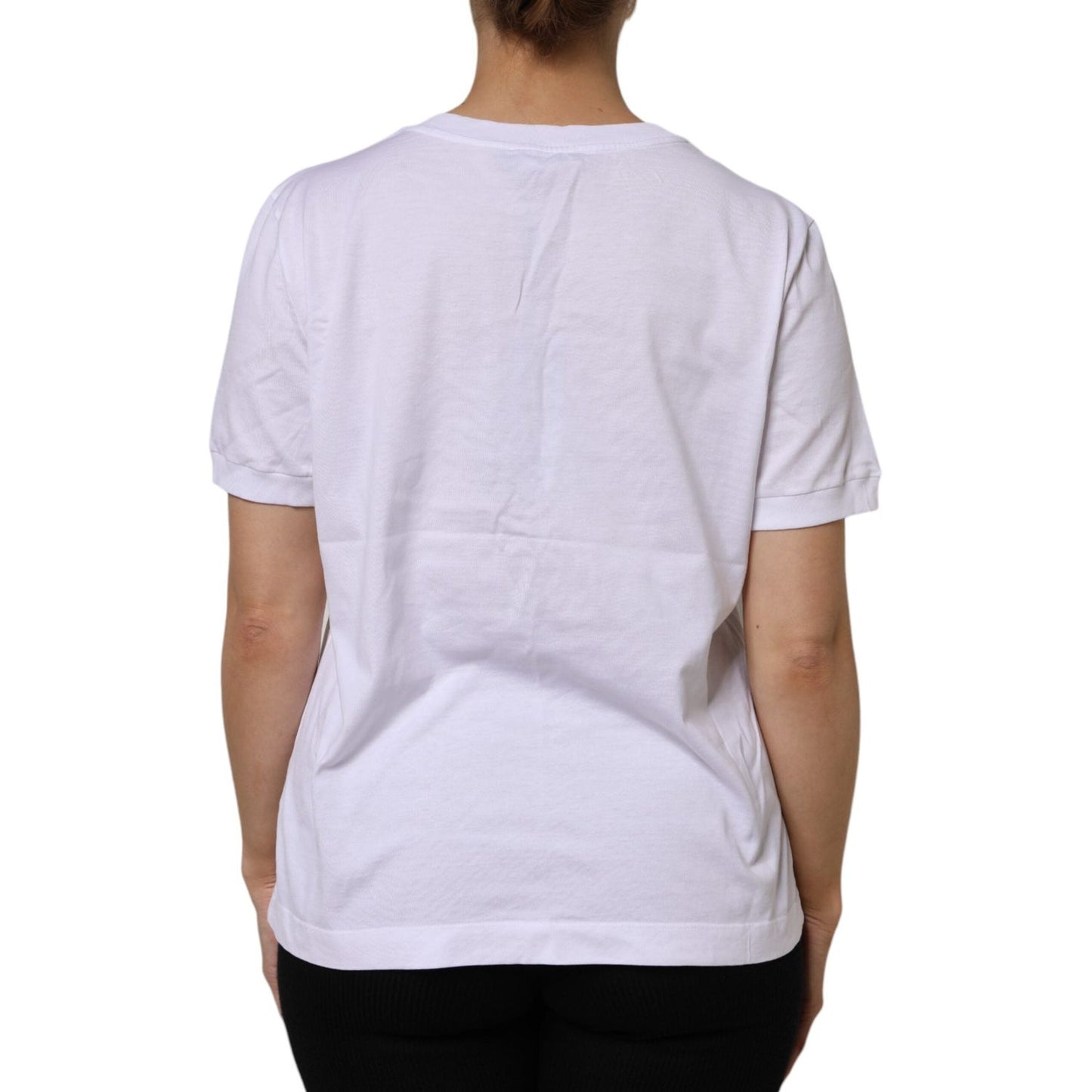 Dolce & Gabbana White Cotton Short Sleeve Round Neck T-shirt TSH906749-48