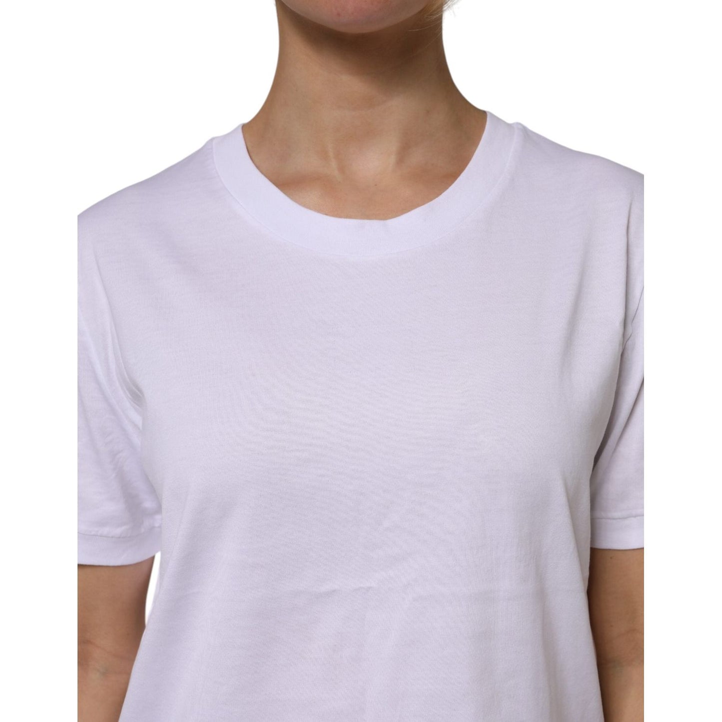 Dolce & Gabbana White Cotton Short Sleeve Round Neck T-shirt TSH906749-48