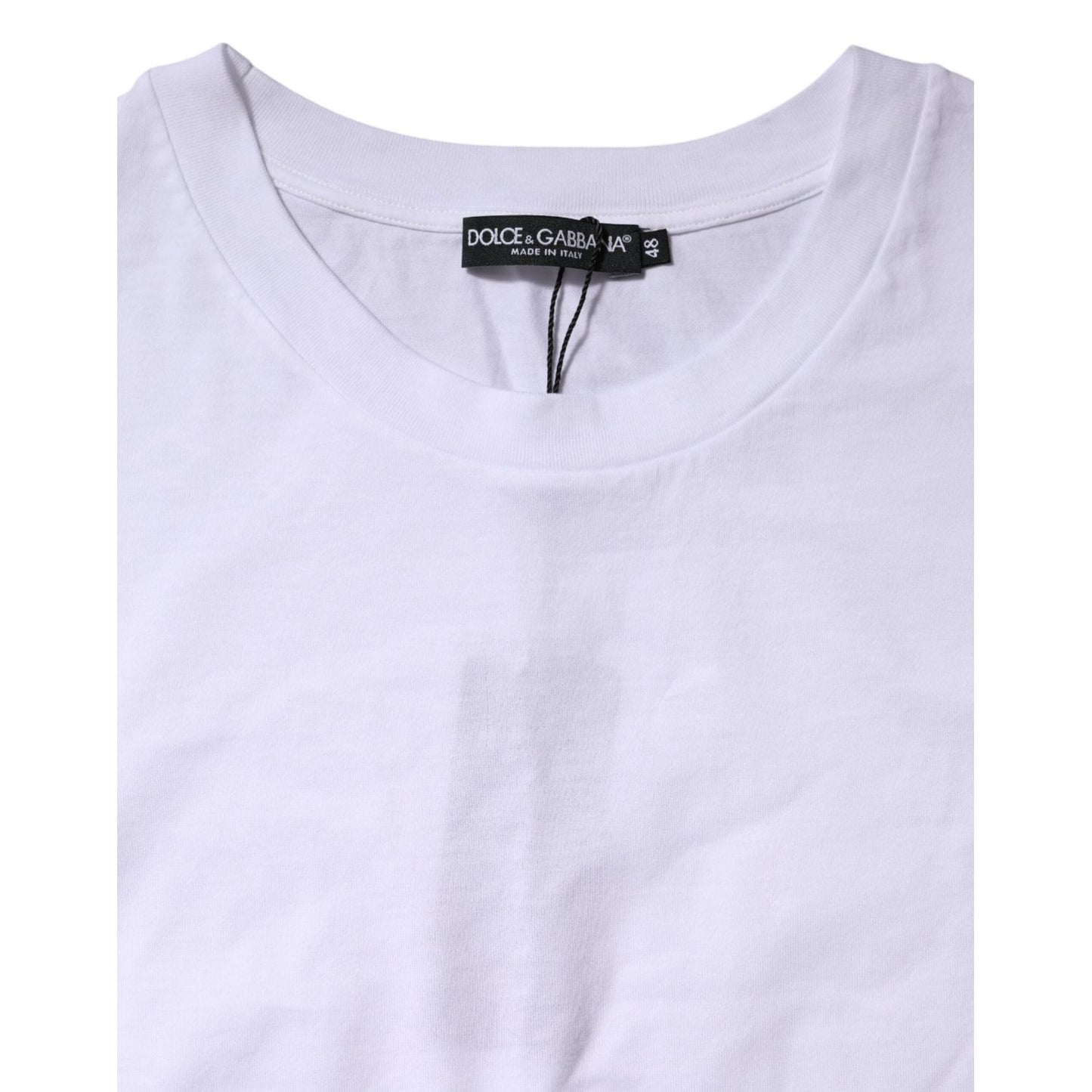 Dolce & Gabbana White Cotton Short Sleeve Round Neck T-shirt TSH906749-48