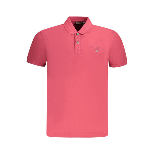Napapijri Red Cotton Men Polo Shirt NA-35713-S