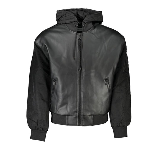 Calvin Klein Sleek Black Hooded Jacket with Contrasting Details CA-27218-XL