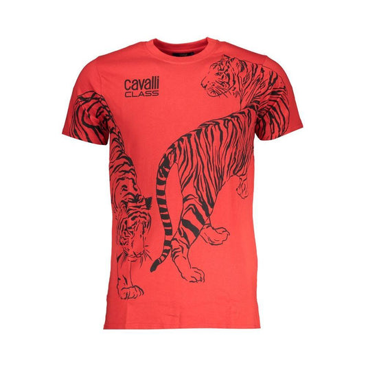 Cavalli Class Red Cotton T-Shirt CA-28615-L