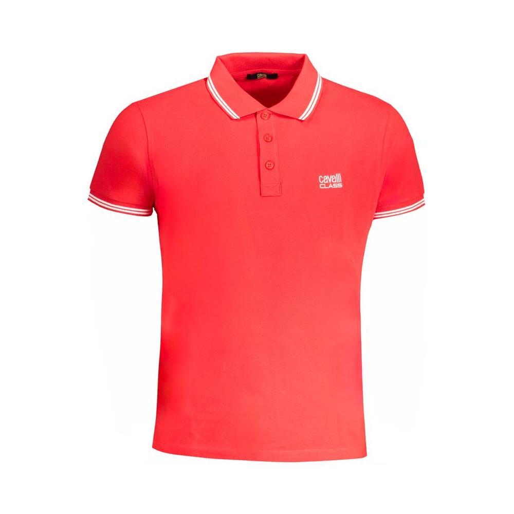 Cavalli Class Red Cotton Polo Shirt CA-31308-M