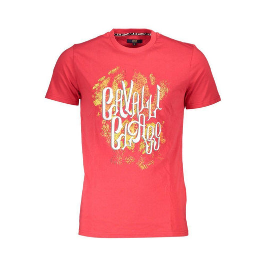 Cavalli Class Red Cotton Men T-Shirt CA-37443-M