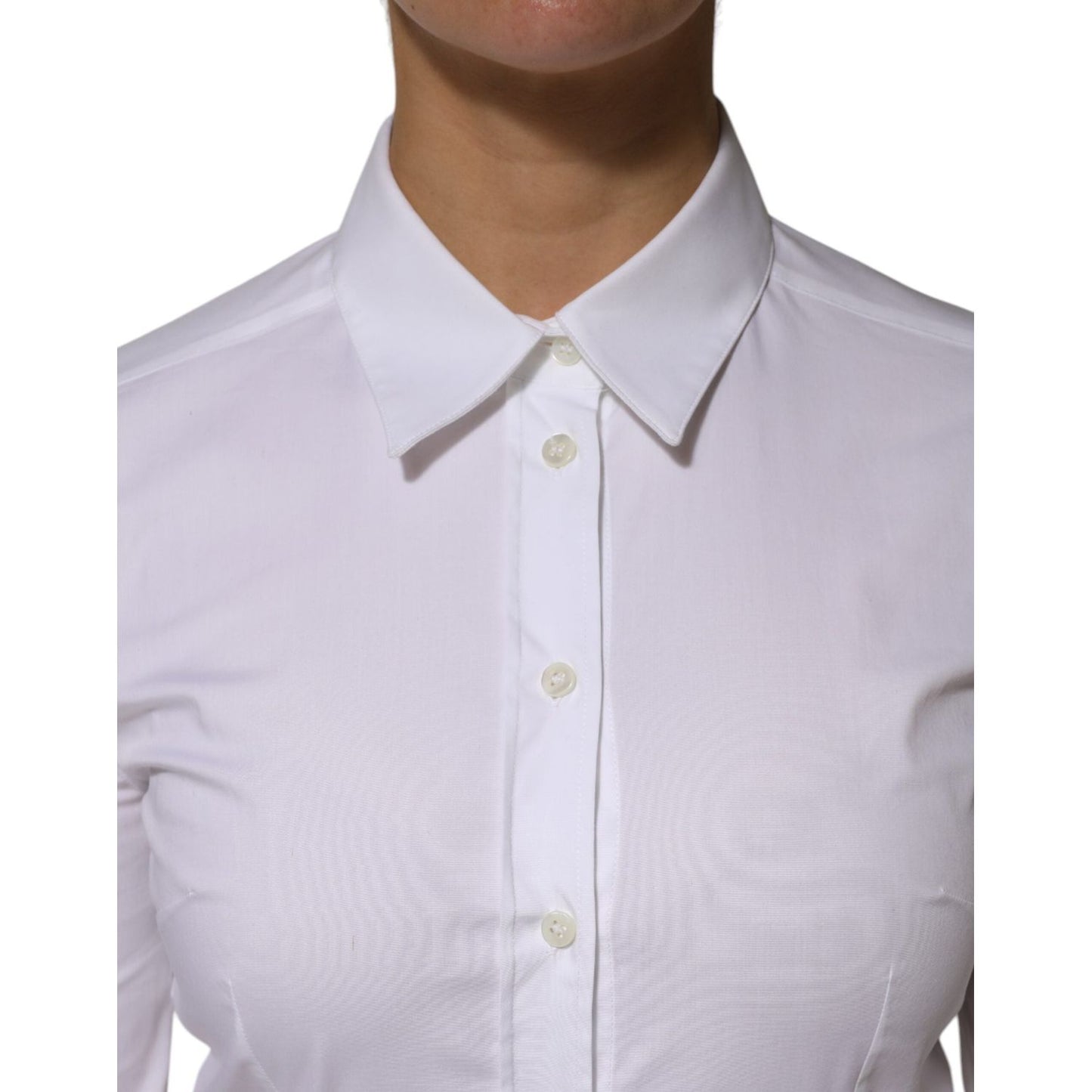 Dolce & Gabbana White Cotton Collared Long Sleeves Shirt Top TSH906910-38