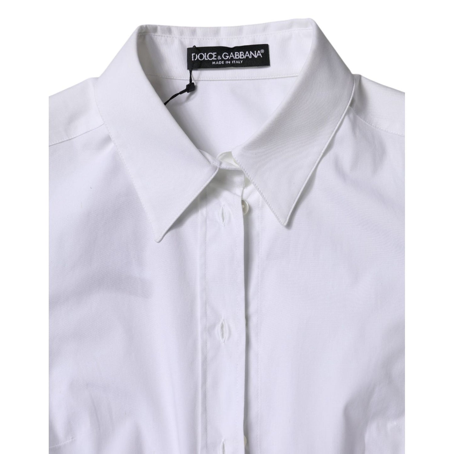 Dolce & Gabbana White Cotton Collared Long Sleeves Shirt Top TSH906910-38