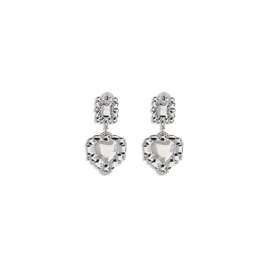 Self-Portrait Earrings with heart-shaped pendant SE-PF25600ESLSILVER-ONE SIZE