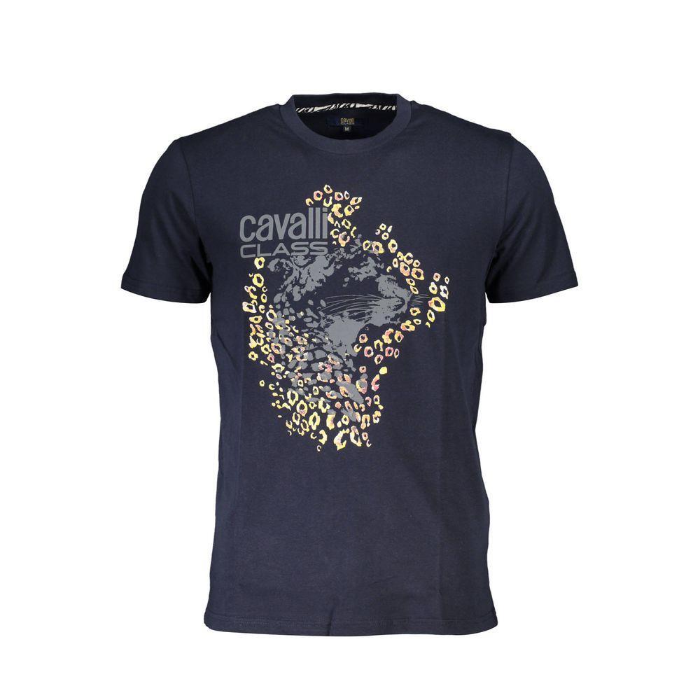 Cavalli Class Blue Cotton T-Shirt CA-22246-XXL