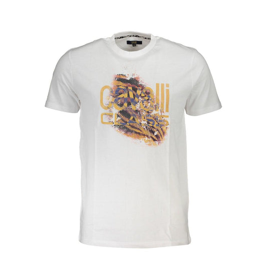 Cavalli Class Bianco Cotton Men T-Shirt Cavalli Class