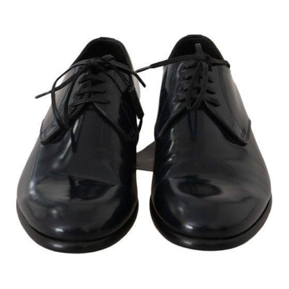 Dolce & Gabbana Blue Leather Polished Dress Derby Shoes