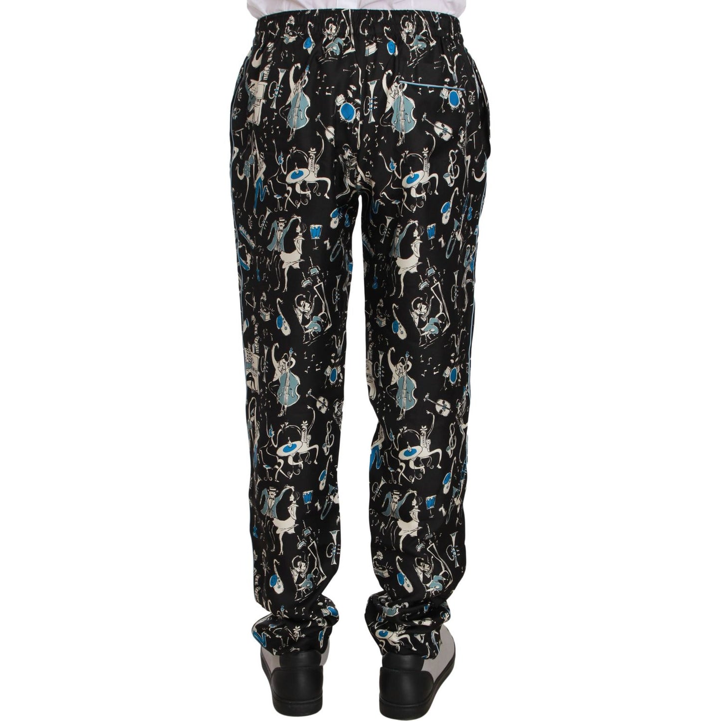 Dolce & Gabbana Black Musical Instrument Sleepwear Pants Dolce & Gabbana