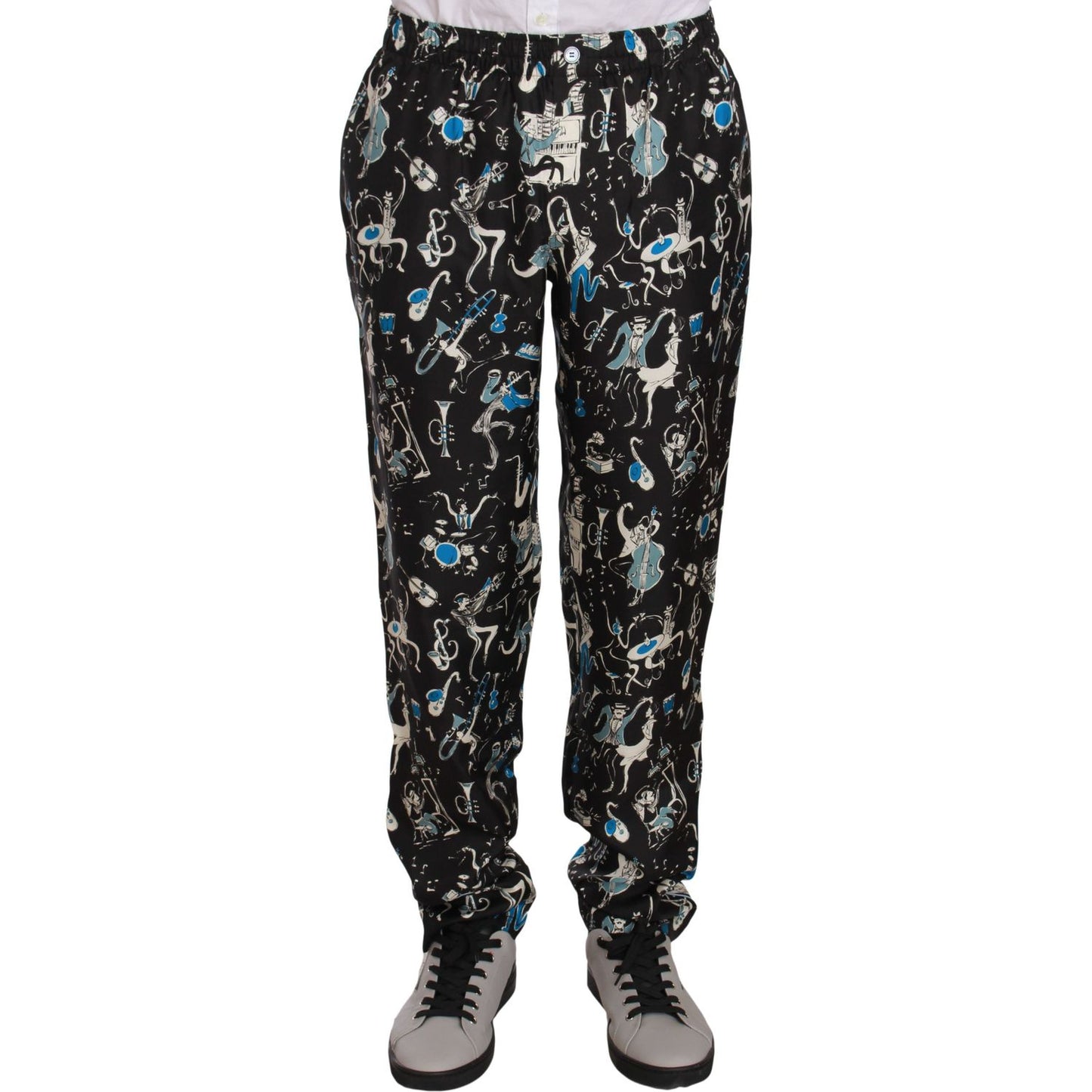 Dolce & Gabbana Black Musical Instrument Sleepwear Pants Dolce & Gabbana