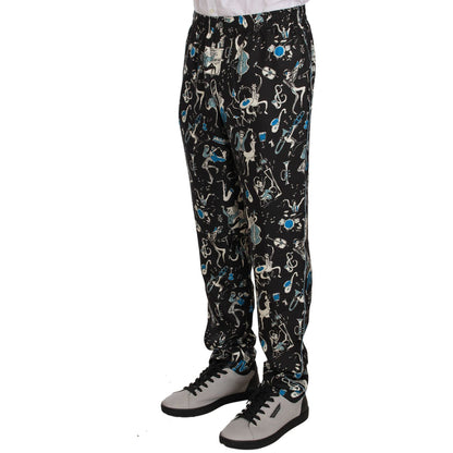 Dolce & Gabbana Black Musical Instrument Sleepwear Pants Dolce & Gabbana