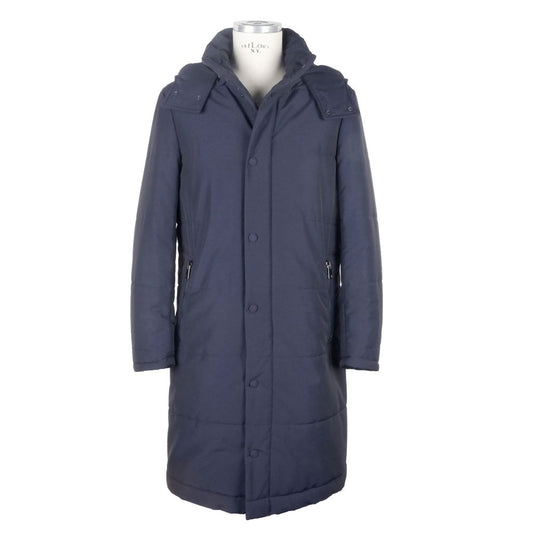 Made in Italy Blue Wool Men's Raincoat LO-5078-IT46 | S