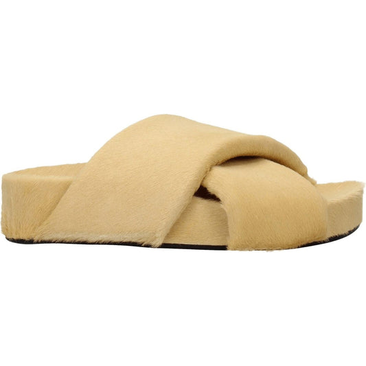 Jil Sander Beige Horsehair Slippers Sandals JI-8547352871177-EU36/US6