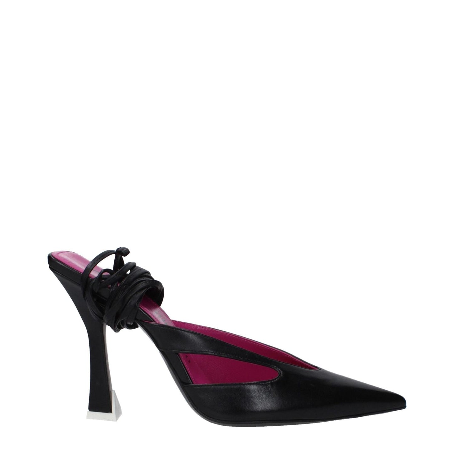 The Attico Black Leather Stiletto Heel Sandals The Attico