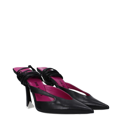 The Attico Black Leather Stiletto Heel Sandals The Attico