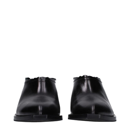 Moschino Black Leather Mules Moschino