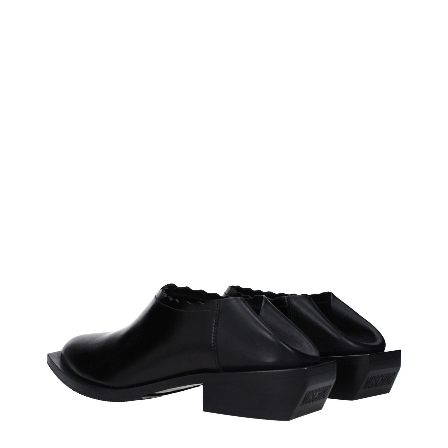 Moschino Black Leather Mules Moschino