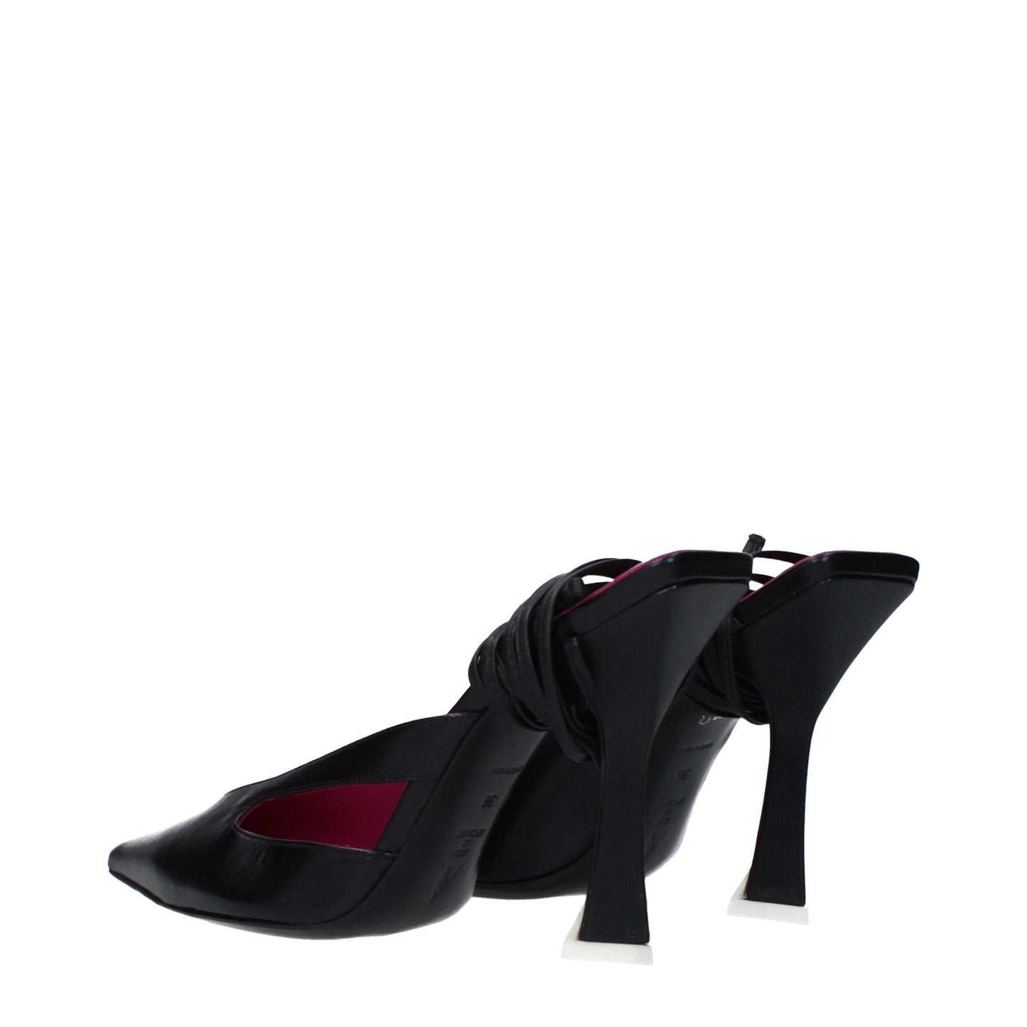 The Attico Black Leather Stiletto Heel Sandals The Attico