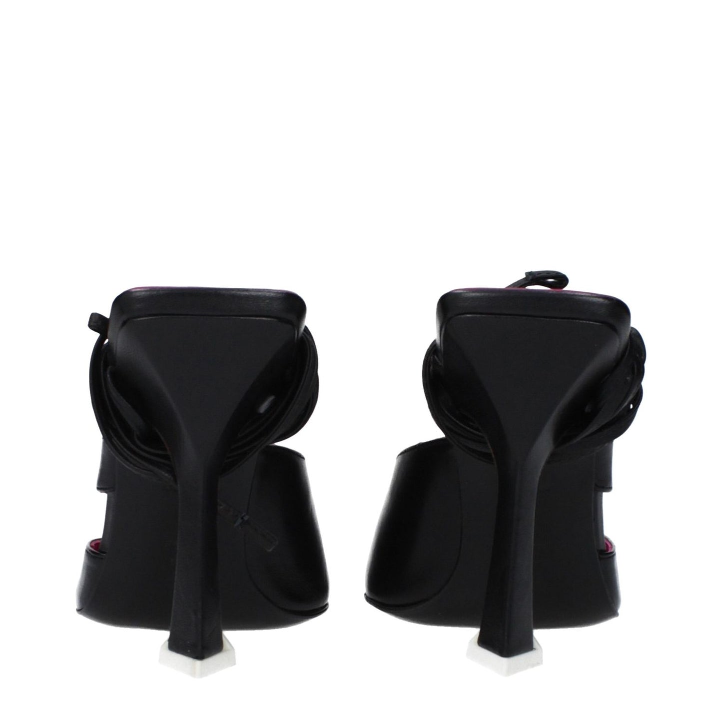 The Attico Black Leather Stiletto Heel Sandals The Attico