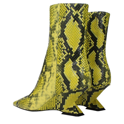 The Attico Yellow Leather Ankle Boots The Attico