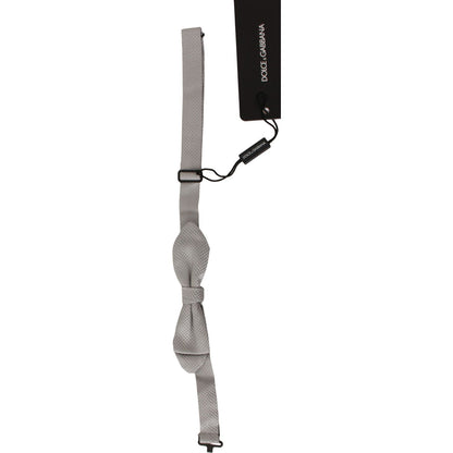 Dolce & Gabbana Gray 100% Silk Faille Adjustable Neck Bow Tie Papillon Dolce & Gabbana