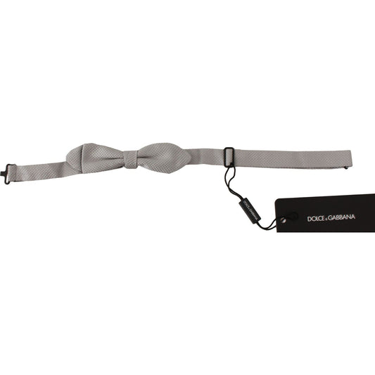 Dolce & Gabbana Gray 100% Silk Faille Adjustable Neck Bow Tie Papillon Dolce & Gabbana