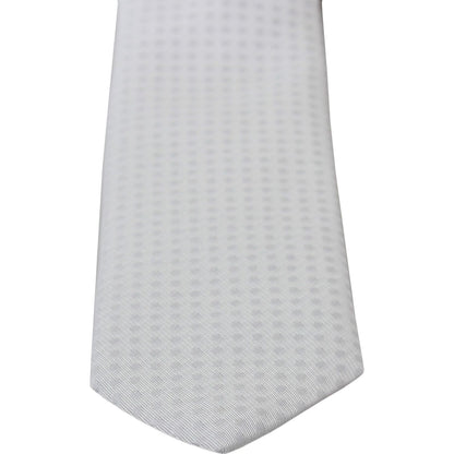 Dolce & Gabbana White Patterned Classic Mens Slim Necktie Tie Dolce & Gabbana
