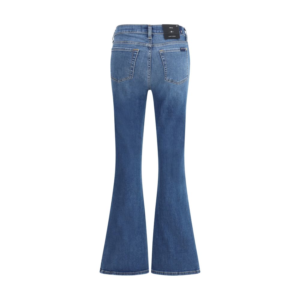 7FOR Blue Cotton Flared Jeans 7FOR