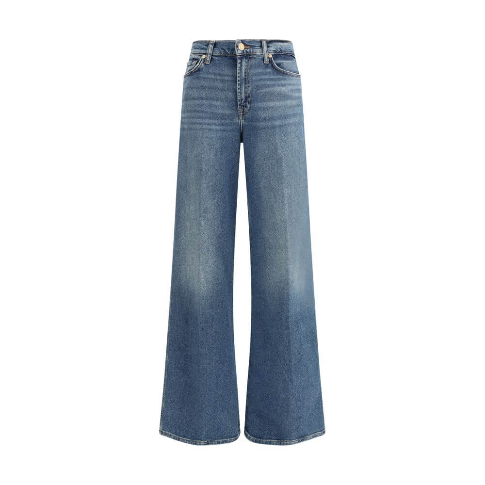 7FOR Blue Cotton Flared Jeans 7FOR