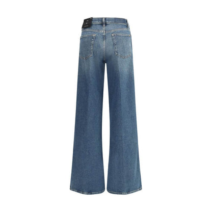 7FOR Blue Cotton Flared Jeans 7FOR