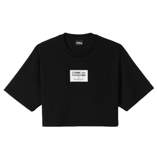 Comme Des Fuckdown Black Cotton Tops & T-Shirt CO-15821-S