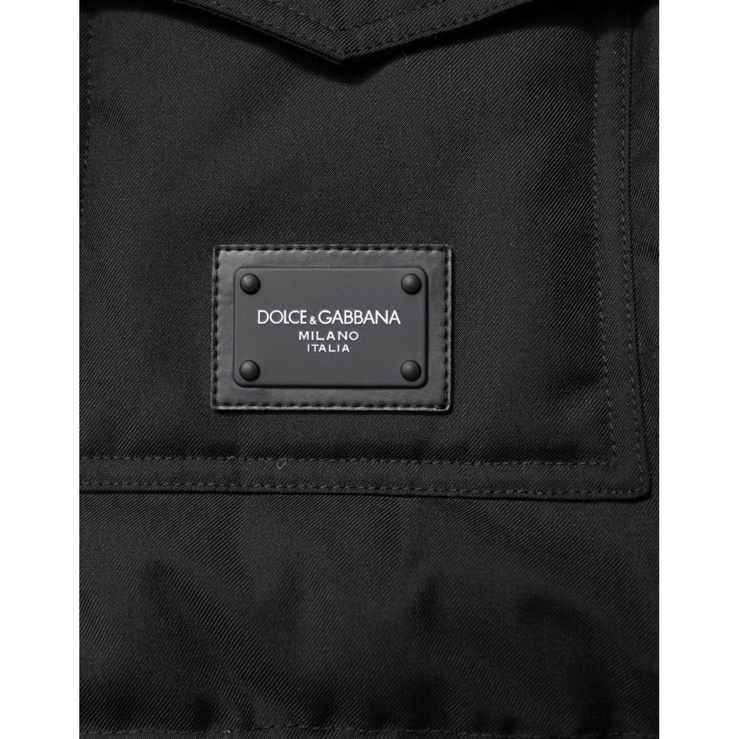 Dolce & Gabbana Black Sleeveless Parka Logo Plaque Jacket JKT41510-48