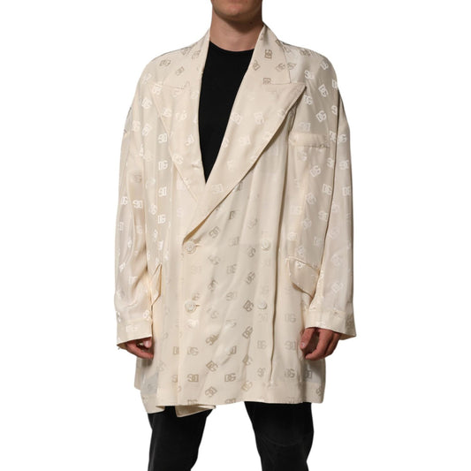 Dolce & Gabbana Beige Polyester Logo Monogram Coat Jacket JKT41512-50