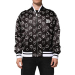 Dolce & Gabbana Black Polyester Heart Print Bomber Jacket JKT41523-44
